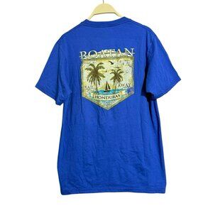 Roatan Honduras Sail Away Tshirt Men Size L Sailboat Boat Sailor Souvenir Trip